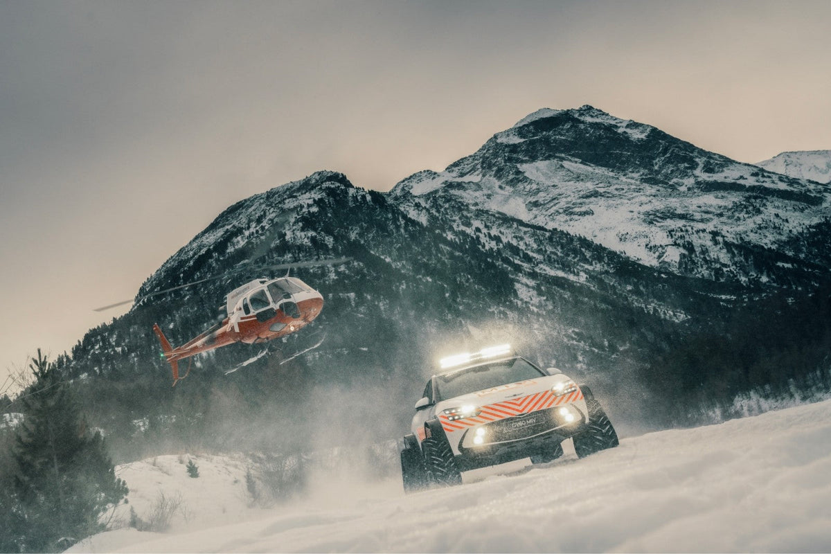 Genesis GV60 Mountain Intervention Vehicle concept on snow tracks at Davos 2025