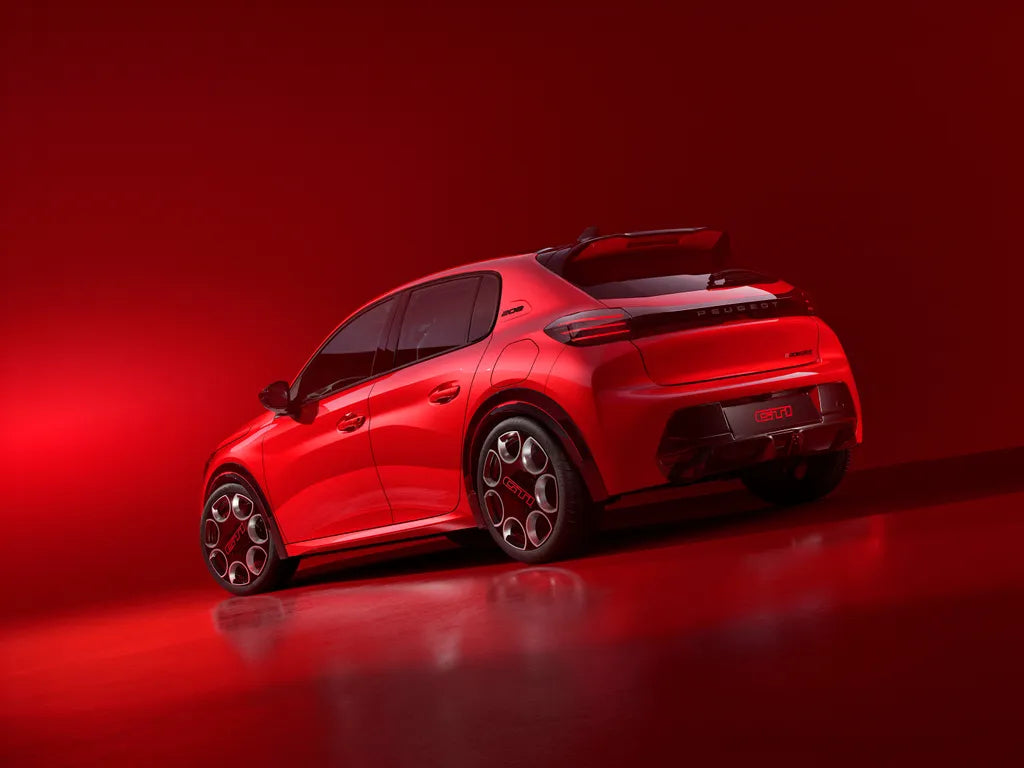 Peugeot E-208 GTi electric hot hatch front three-quarter view