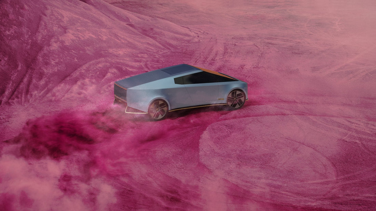 Jaguar Type 00 meets Tesla Cybertruck concept design by Studio Enemy