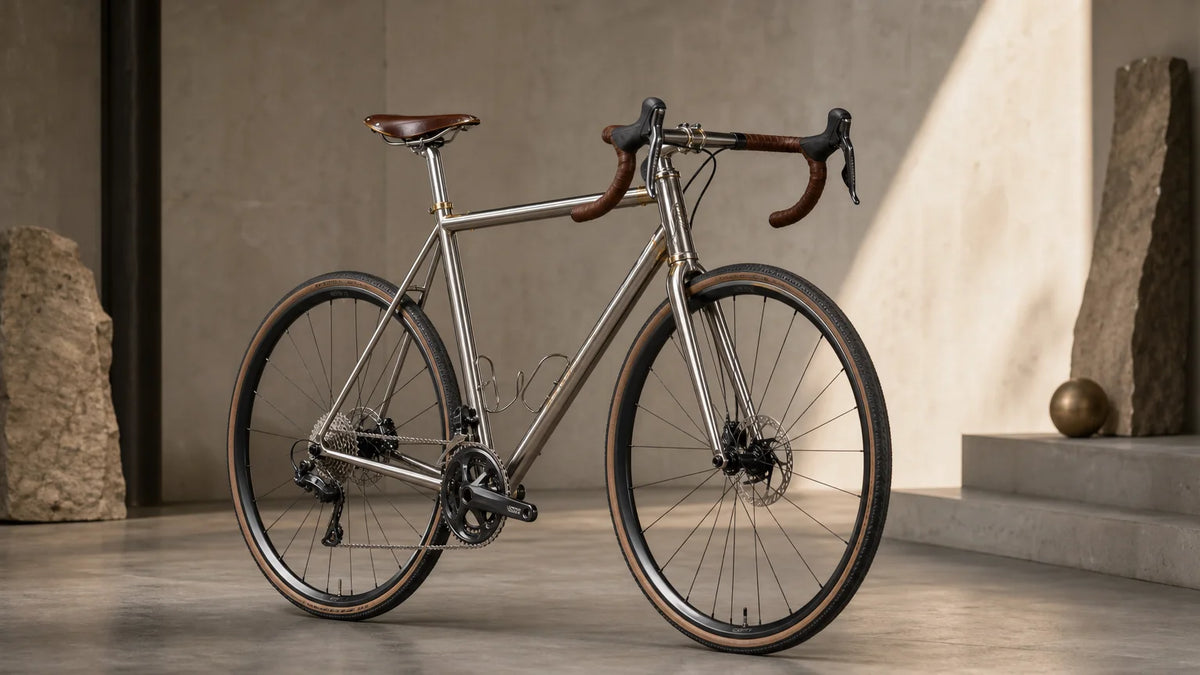 Distinctive handcrafted bicycle displayed in a contemporary studio