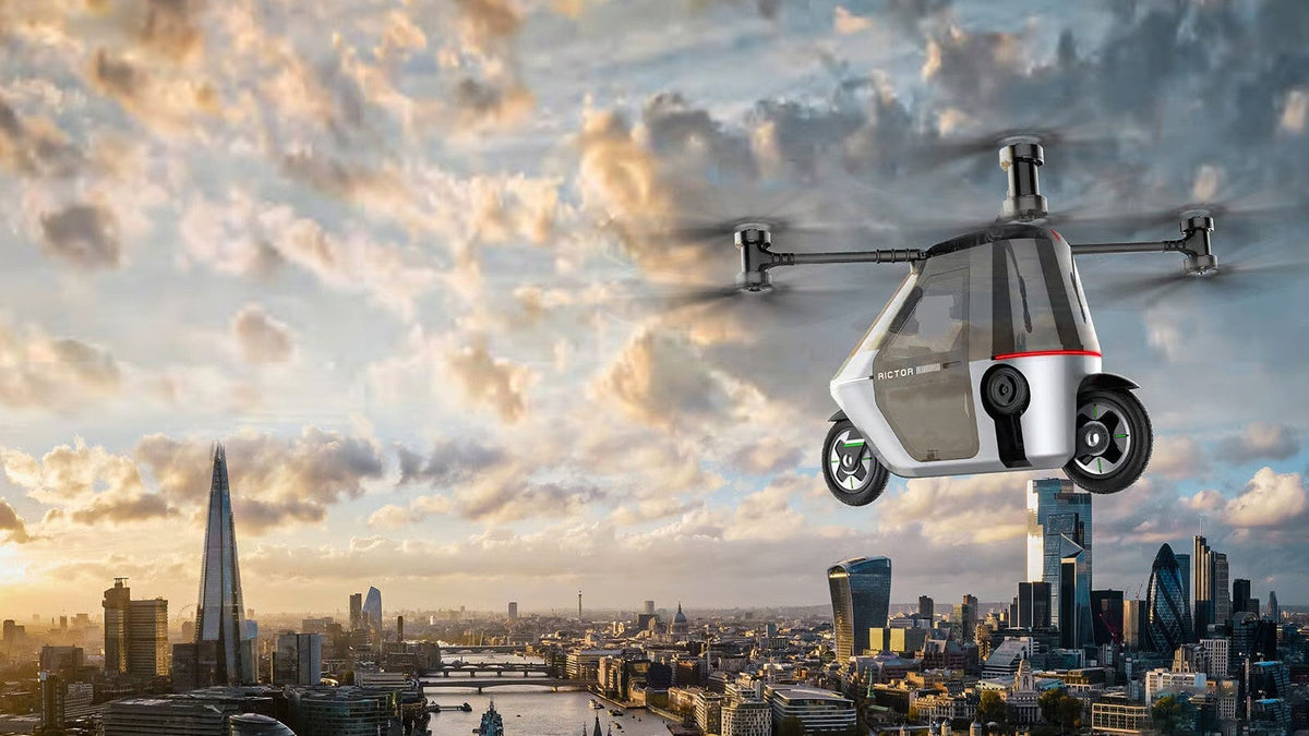 RICTOR Skyrider X1 flying motorcycle eVTOL for personal air and land mobility