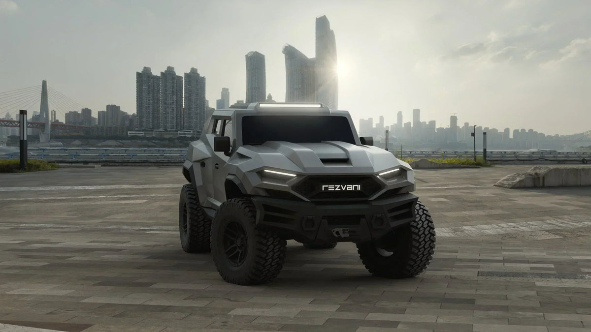 2026 Rezvani Tank armored tactical SUV with angular military styling