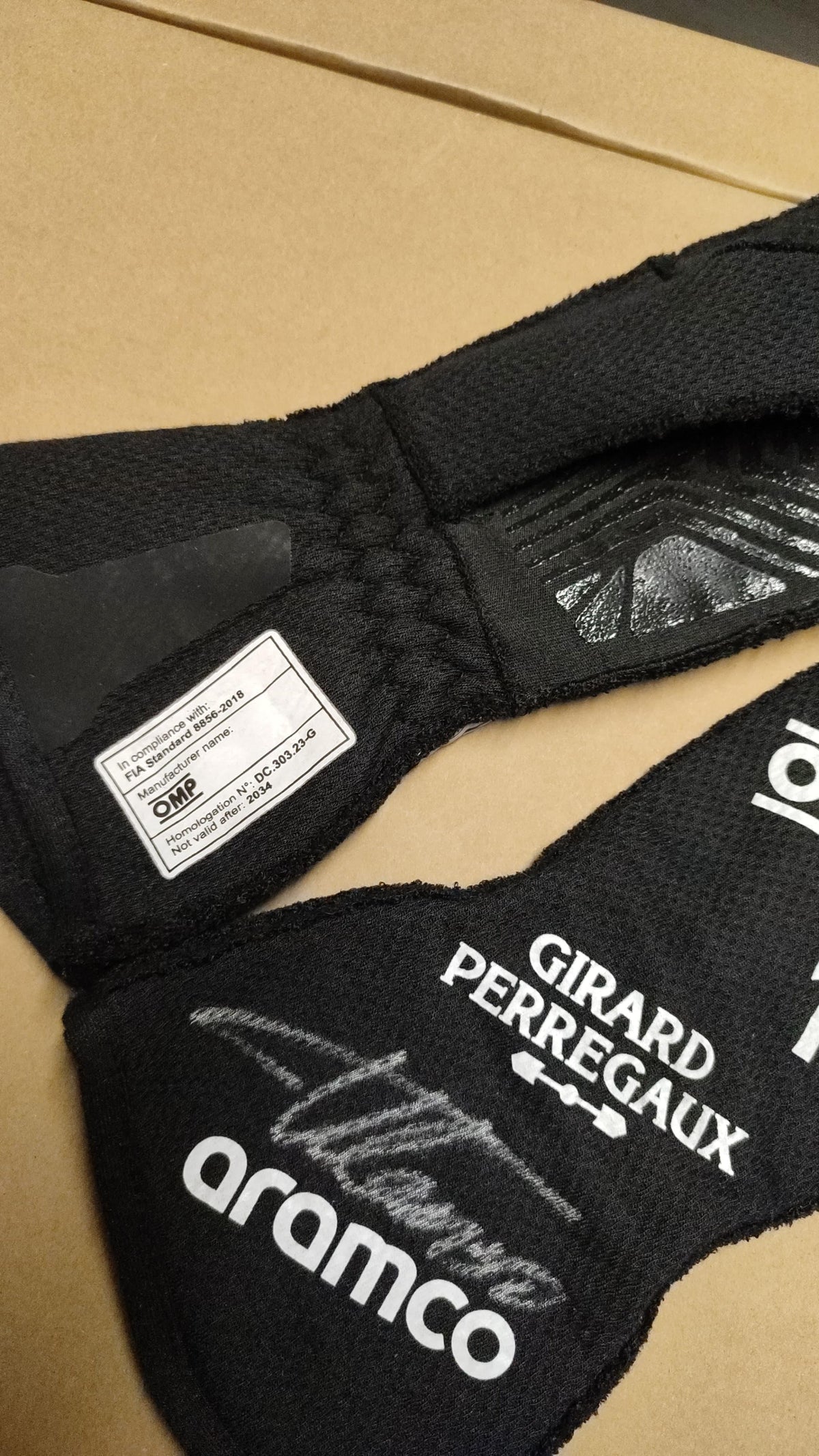 EXCLUSIVE FERNANDO ALONSO ASTON MARTIN 2024 RACE-USED SIGNED GLOVES
