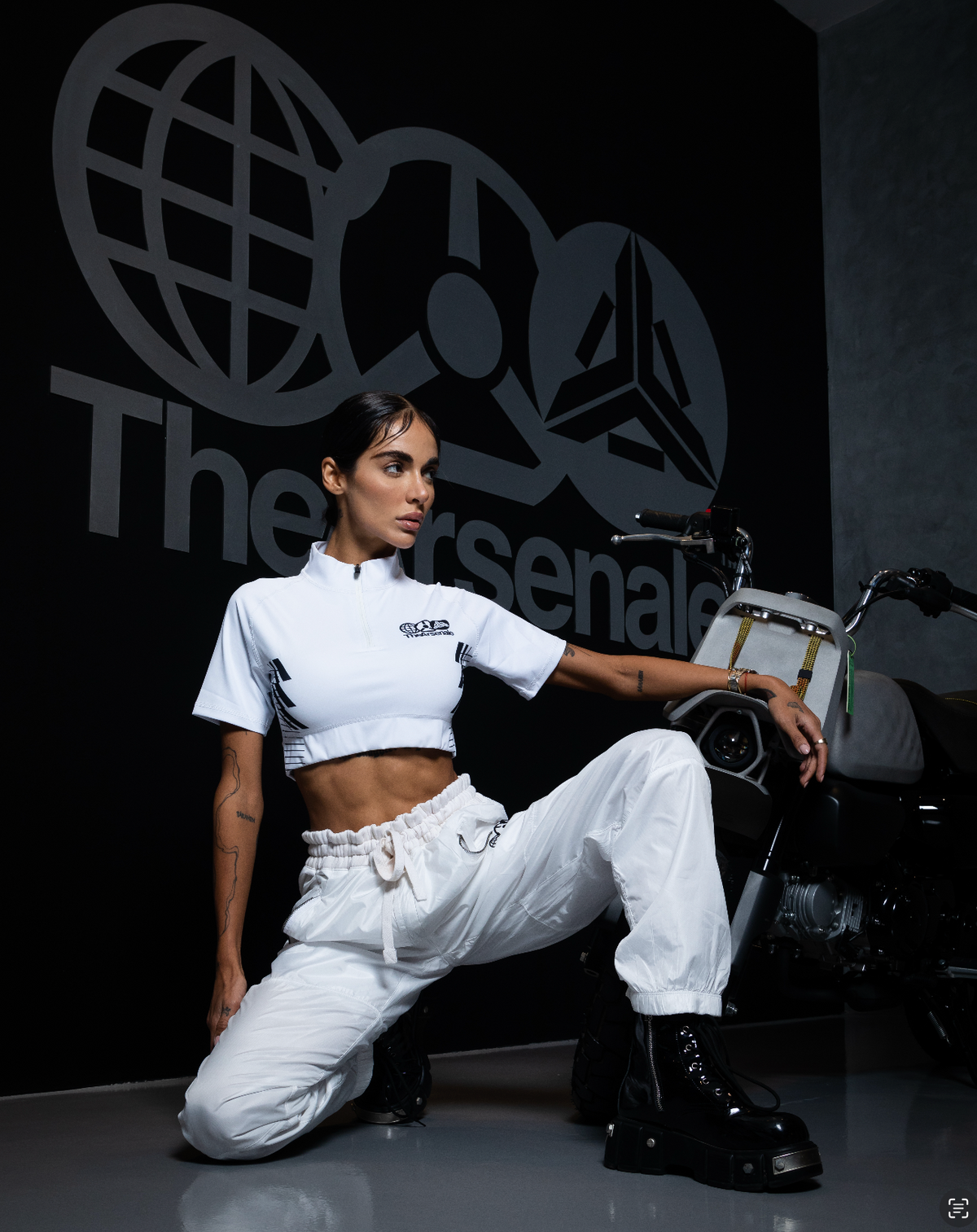 TheArsenale Cycling Tee Crop Top White