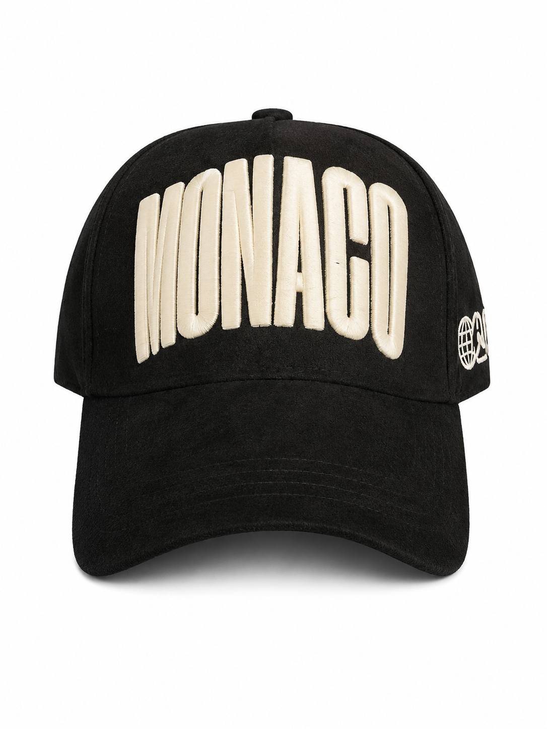 TA Monaco Contrast Black Cap in black with white MONACO embroidery