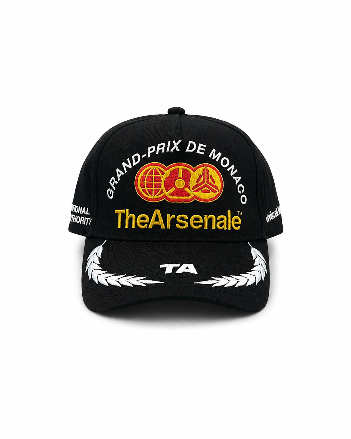 TA Monaco Grand Prix Racing Cap in black with red, gold and white embroidery