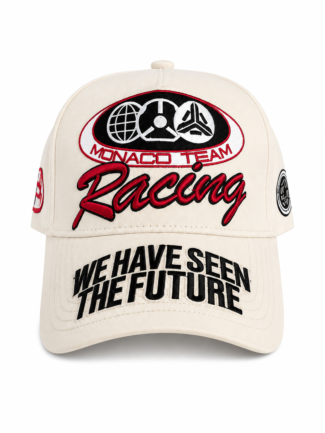 TA Monaco Team Racing Cap in ivory with embroidered racing patches