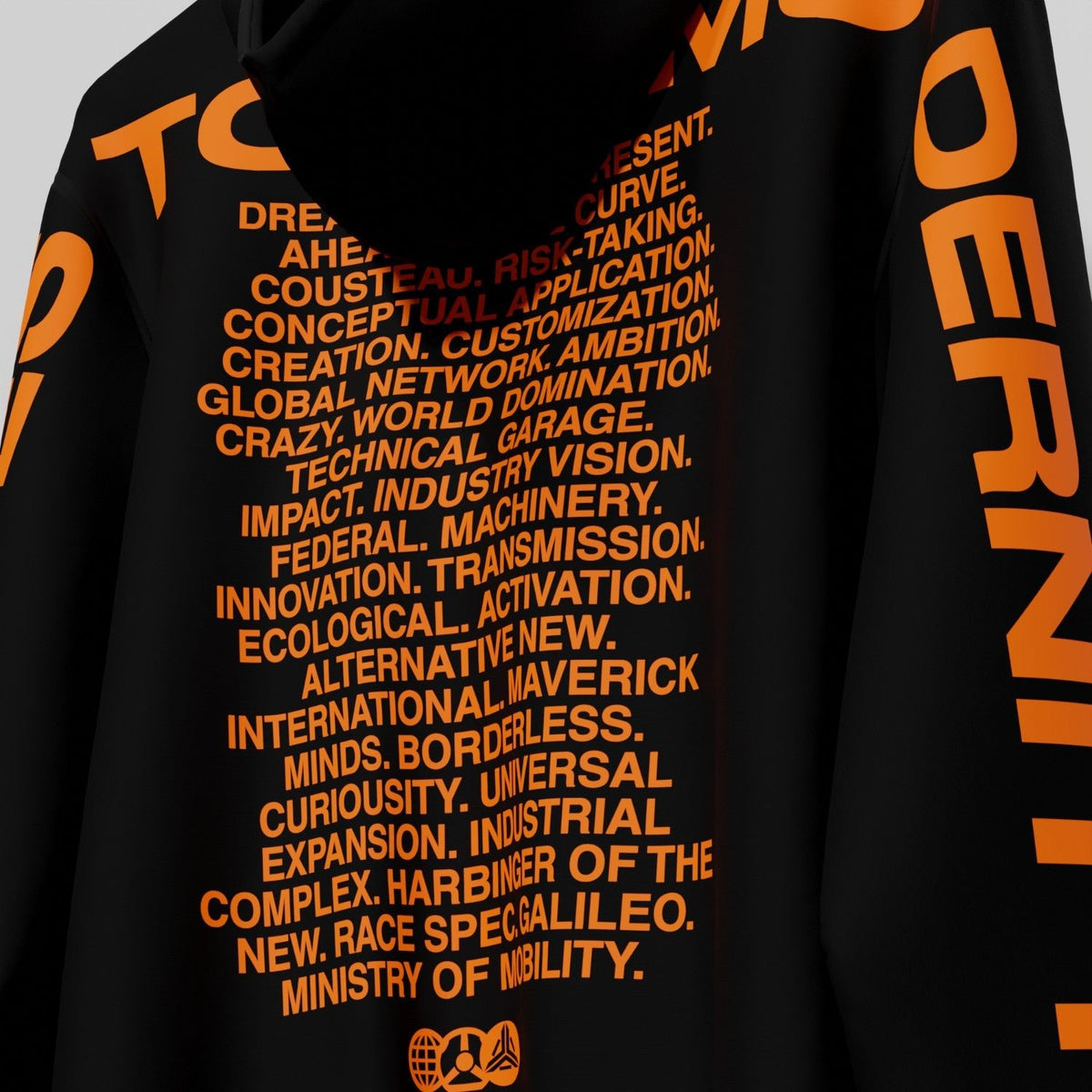 MANIFESTO OF MODERNITY HOODIE BLACK ORANGE
