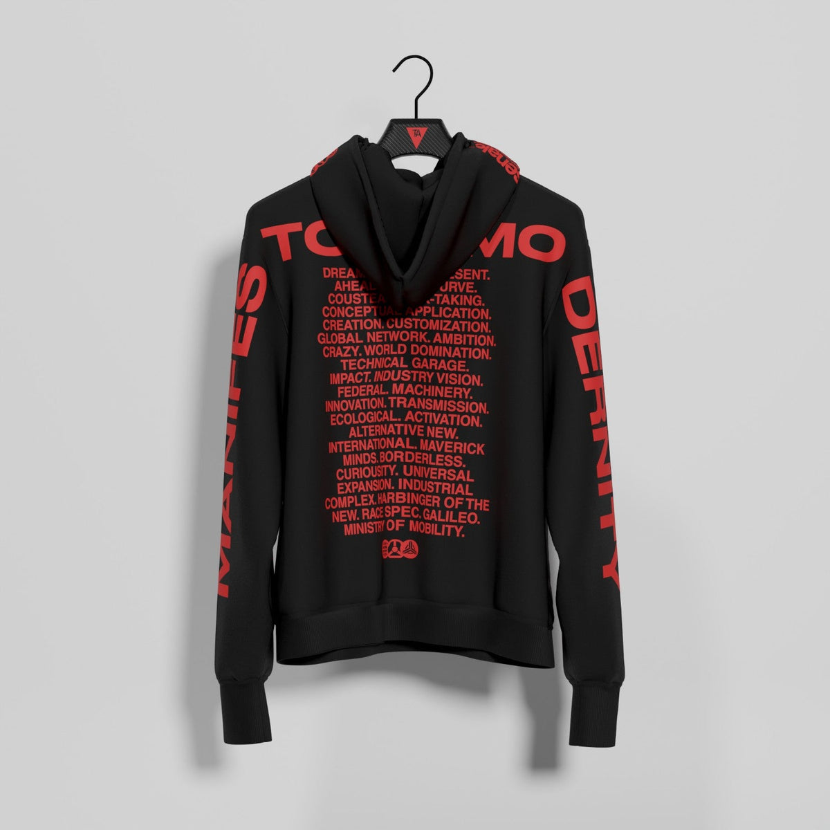 MANIFESTO OF MODERNITY HOODIE BLACK RED