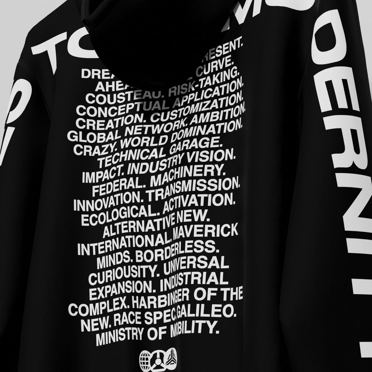 MANIFESTO OF MODERNITY HOODIE BLACK WHITE