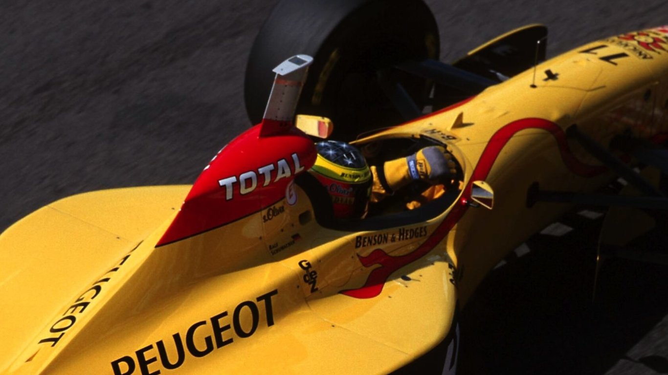 Race helmet Bell 1997 Ralf Schumacher Jordan Imola + Monaco Signed Full radio - TheArsenale