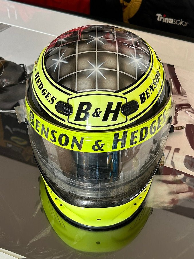 Race helmet Bell 1997 Ralf Schumacher Jordan Imola + Monaco Signed Full radio - TheArsenale