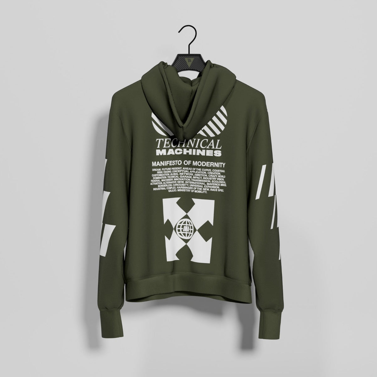 TECHNICAL MACHINES HOODIE GREEN WHITE