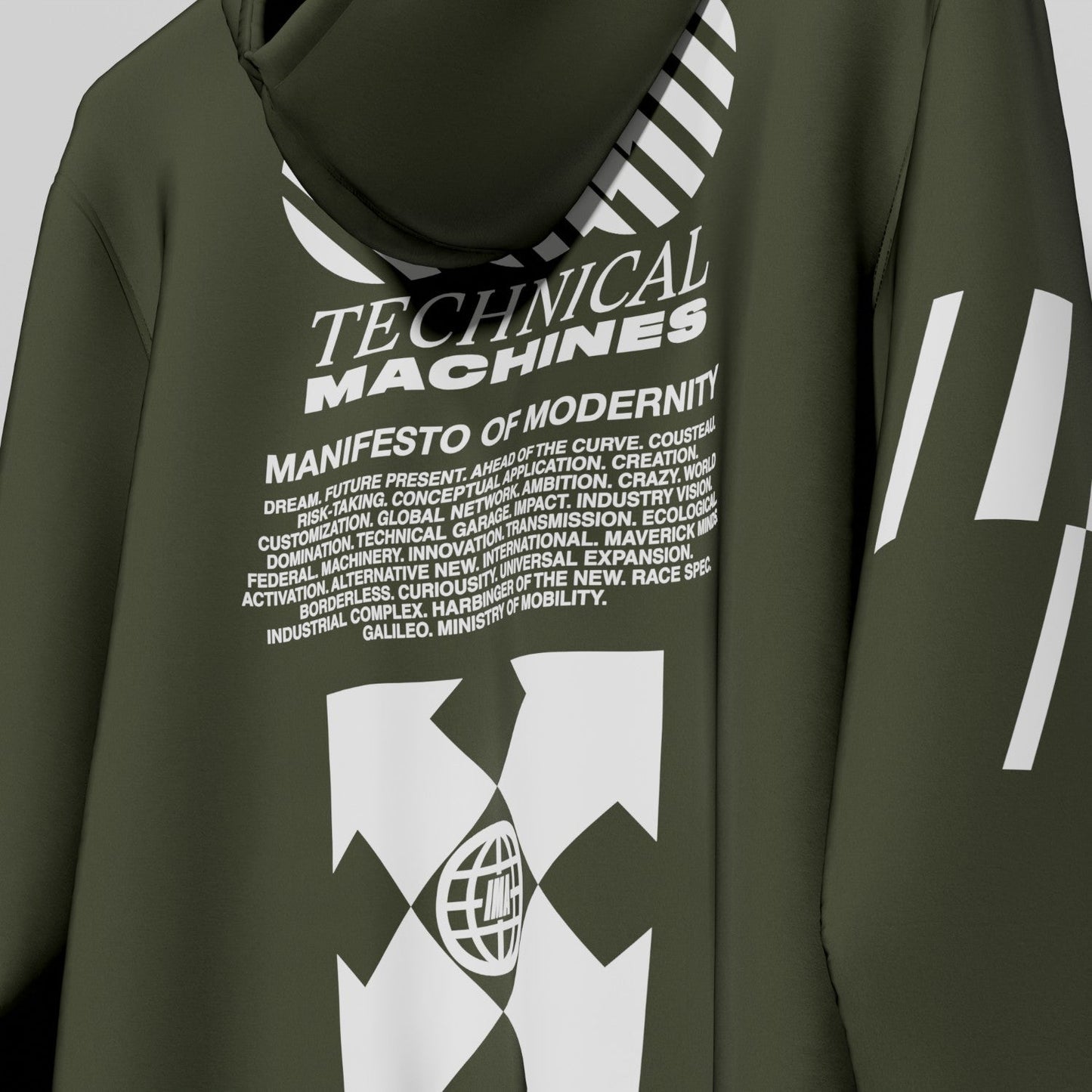 TECHNICAL MACHINES HOODIE GREEN WHITE - TheArsenale