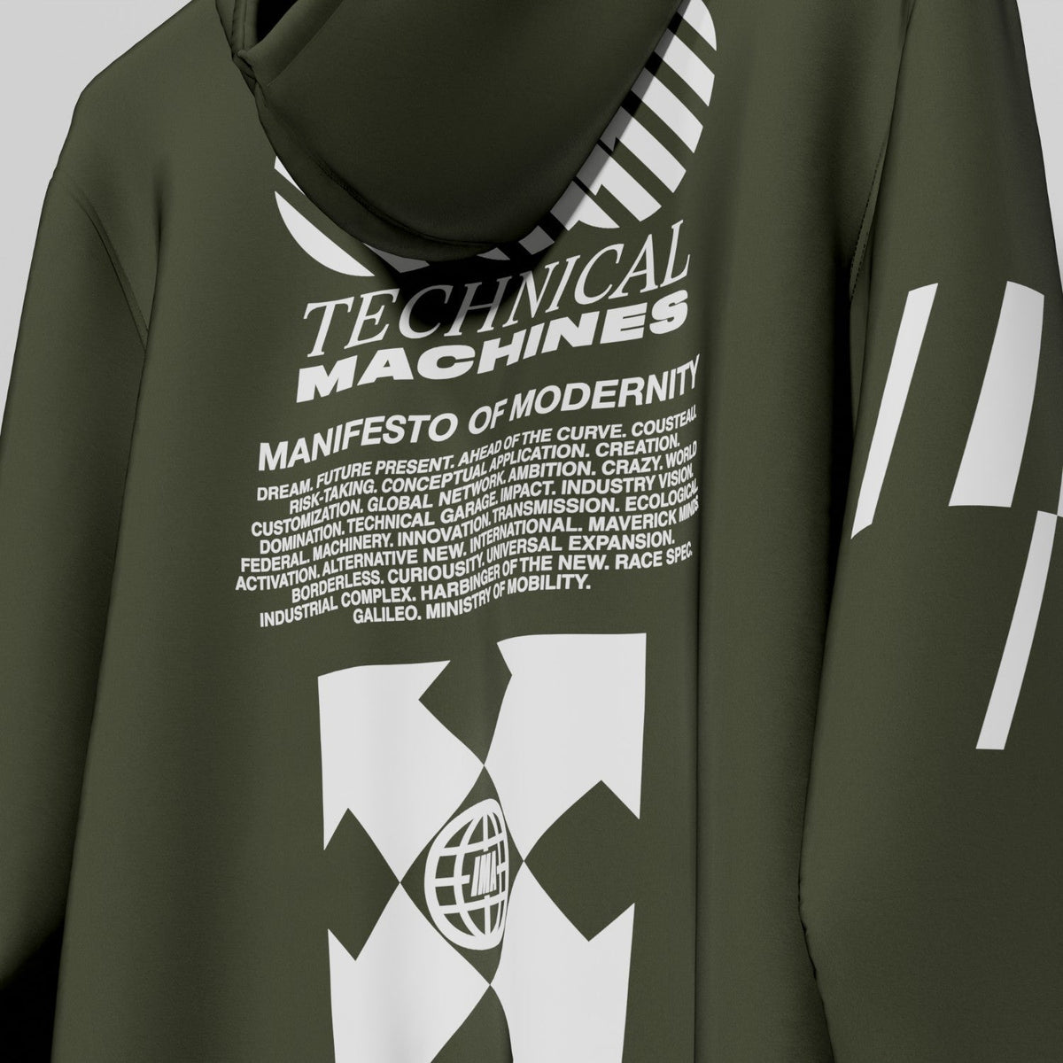 TECHNICAL MACHINES HOODIE GREEN WHITE