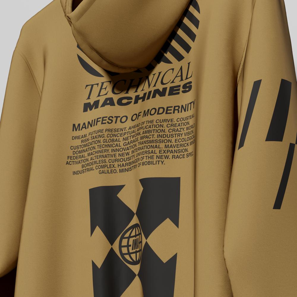 TECHNICAL MACHINES HOODIE SAND BLACK - TheArsenale