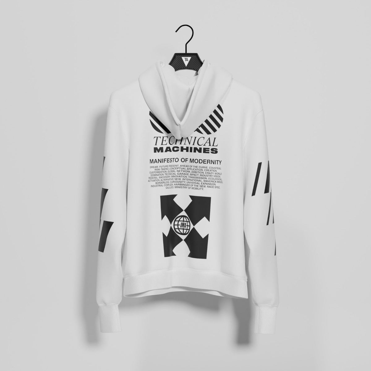 TECHNICAL MACHINES HOODIE WHITE BLACK