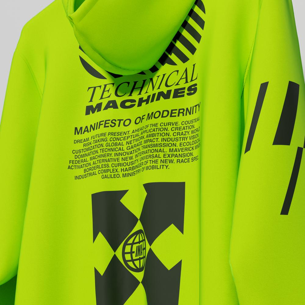 TECHNICAL MACHINES HOODIE YELLOW BLACK - TheArsenale