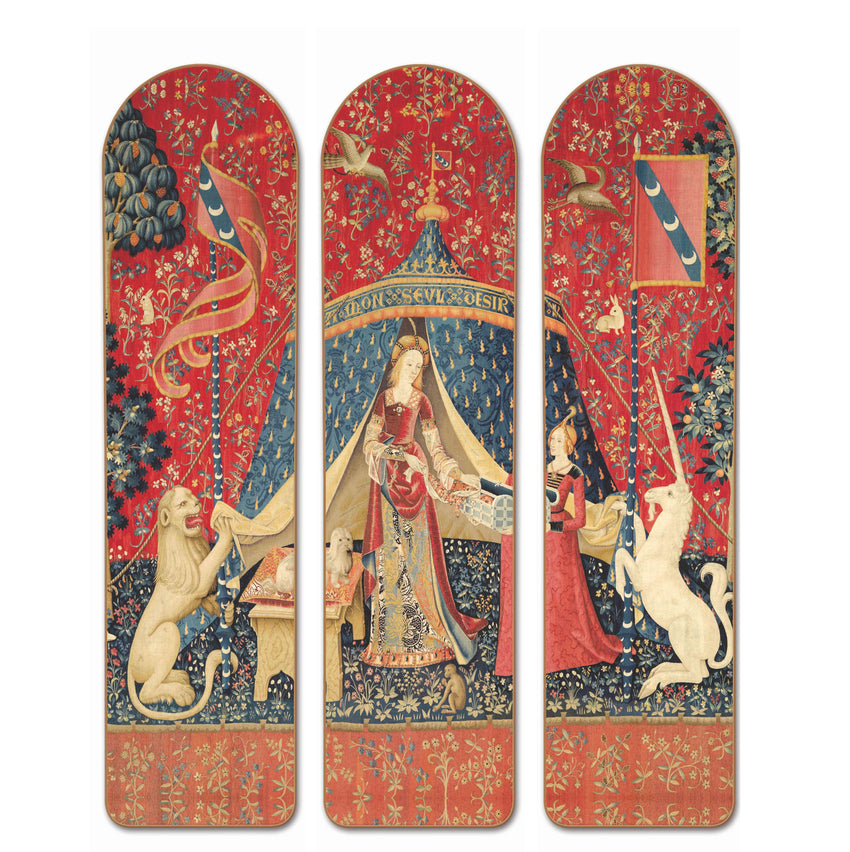 Vintage Surfboard Triptych "La Dame à La Licorne"-Boom-Art-TheArsenale